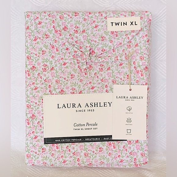 Laura Ashley Pink Floral Emogene Sheet Set - Twin XL